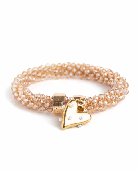 BEADZ LUX - Champagne Heart Pearls (RVS Gold)