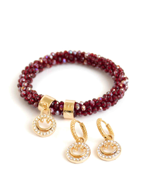 BEADZ LUX + EARRINGZ - Dark Bordeaux Mix Smiley