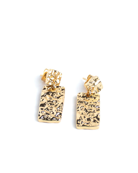 EARRINGZ -Hammered Gold Tablet