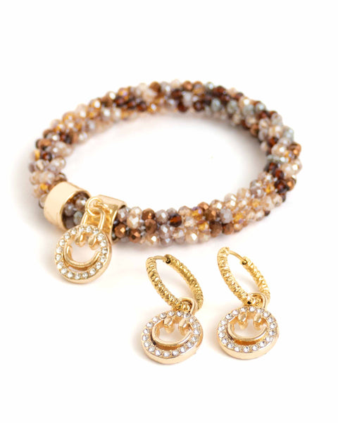 BEADZ LUX + EARRINGZ - Cappuccino Smiley