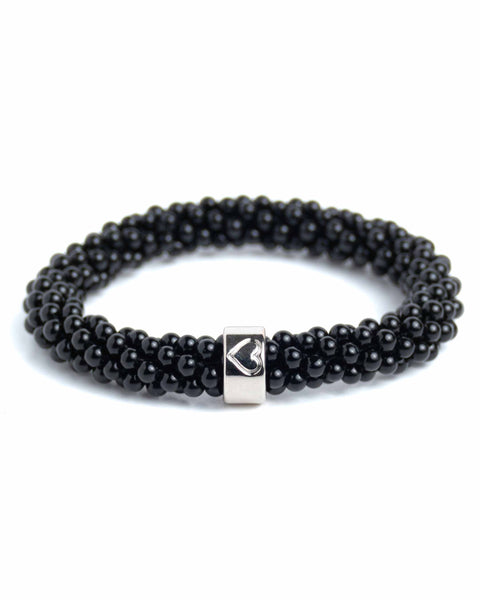 NATURAL STONE BEADZ - Black Agate (Silver)