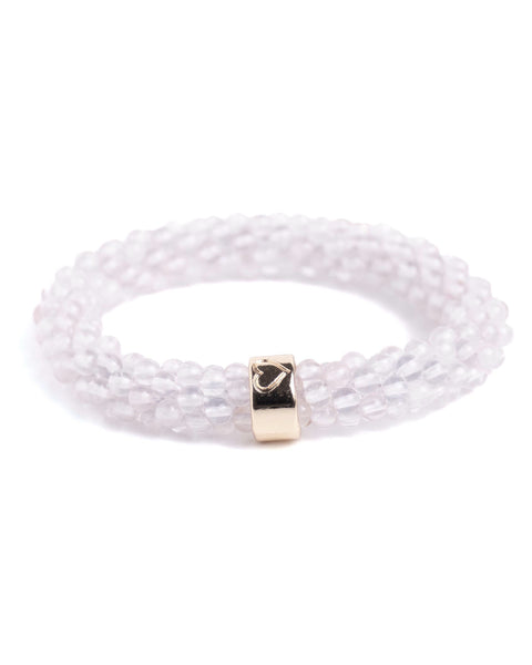 BEADZ - SALE - Light Rose Quartz Natuurlijke steen - Almost White Colour (Gold Charm)