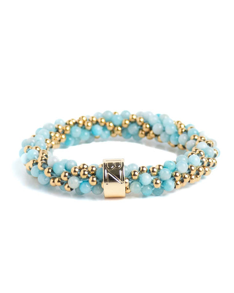 NATURAL STONE BEADZ - Larimar Gold Mix (RVS Gold)