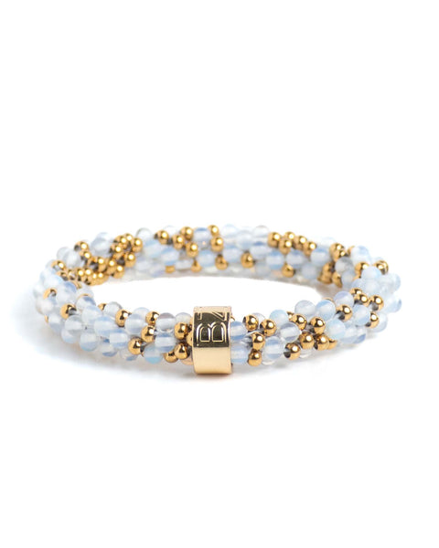 NATURAL STONE BEADZ - White Opal Gold Mix (RVS Gold)