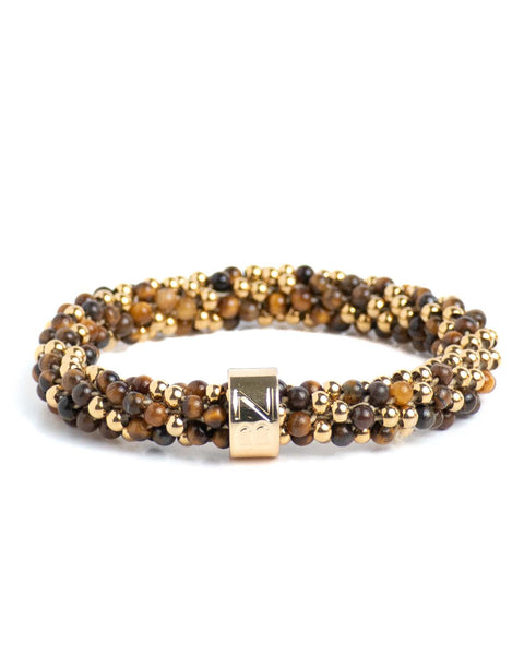 NATURAL STONE BEADZ - Tiger Eye Gold Mix (RVS Gold)