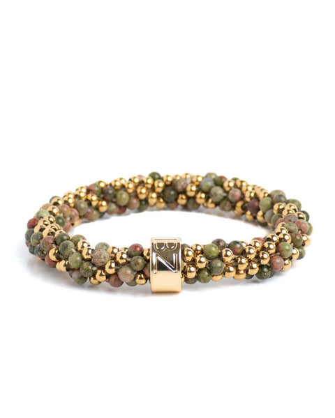 NATURAL STONE BEADZ - Unakite Gold Mix (RVS Gold)